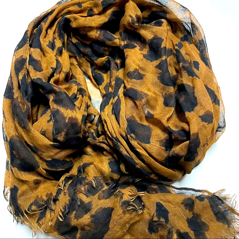 Oversized tan leopard print long women’s scarf wrap